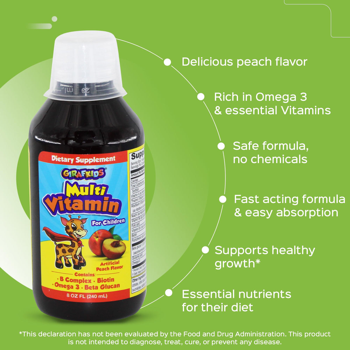 GirafKids Multivitamin Syrup + Super Vitamins Liquid Bundle for Kids Ages 4+ | Omega-3, Beta Glucan, Royal Jelly & Propolis | PHARMADELBuy Supplements Australia