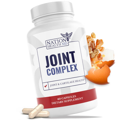 NATION HEALTH MD Joint Complex - Joint & Cartilage Health - Joint Support Supplement with Calcium, NEM Eggshell Membrane, Boswellia Serrata - Knee Supplements for Men & Women, 60 Capsules NATION HEALTH MDBuy Supplements Australia