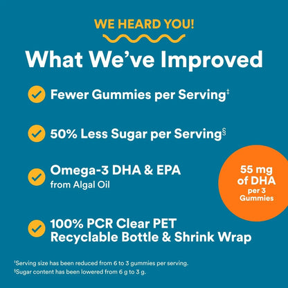 SmartyPants Men's Multivitamin Gummies - Improved Formula: Omega 3 (DHA/EPA), Methylfolate, Vitamin D3, C, Vitamin B12, B6, Vitamin A SmartyPants