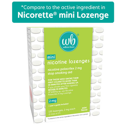 Wellness Basics Mini Nicotine Lozenge 2mg | Stop Smoking Aid | Mint Flavor | 135 Count | Pack of 5 Vials | Reduces Cravings & Withdrawal Symptoms Wellness Basics buy supplements Au