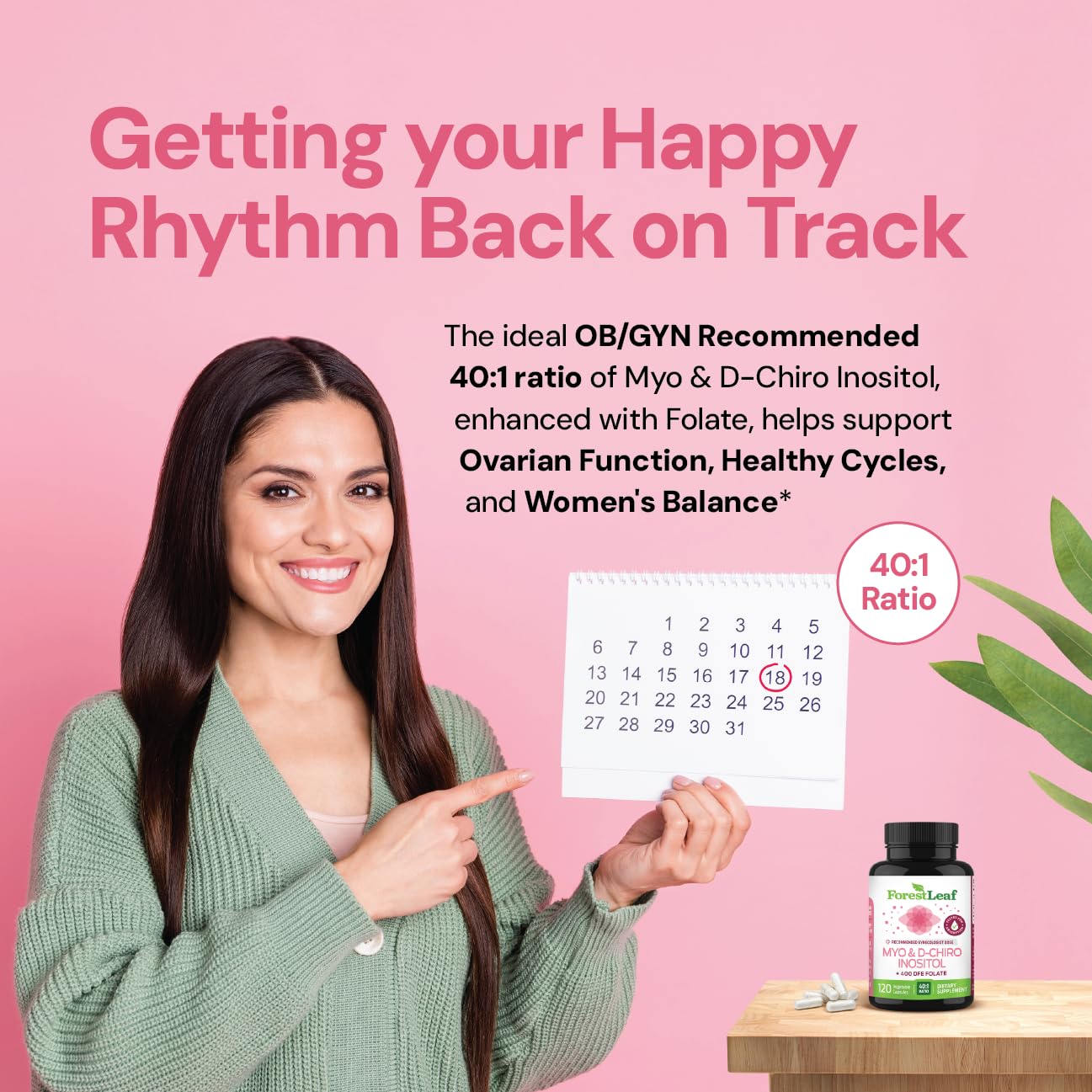 Myo-Inositol & D-Chiro Inositol Supplement for Women's Health | Fertility Supplements Women | Inositol 40:1 Ratio Support Ovarian Function & Healthy Hormone Balance Women | 2050mg | 120 Powder Caps ForestLeafBuy Supplements Australia