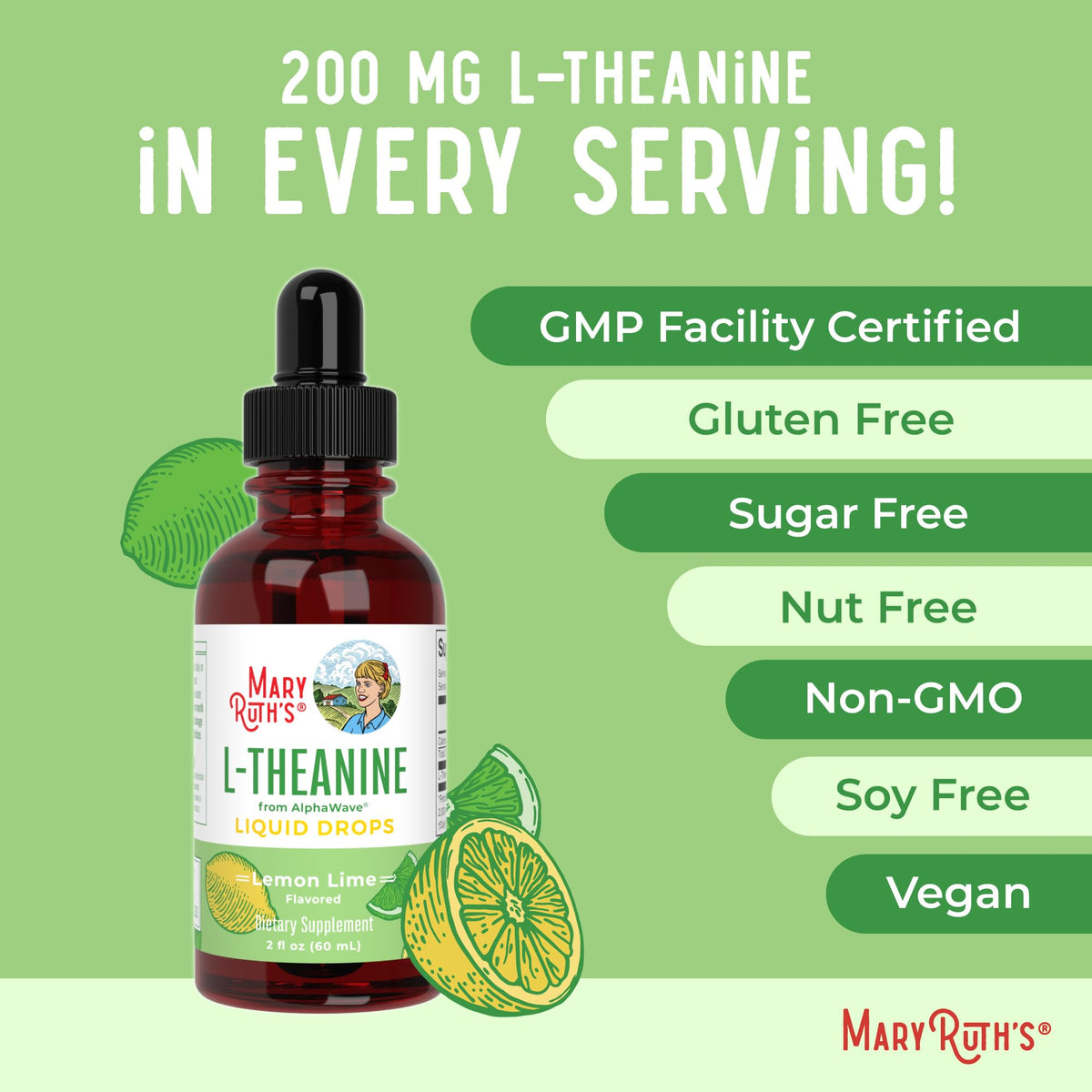 MaryRuth's L Theanine 200mg Liquid Drops | Mood Support for Adults & Kids | Focus Supplement | Natural Sleep Support | Vegan | Non-GMO | Gluten Free | 30 Servings MARYRUTH'S buy supplements Au