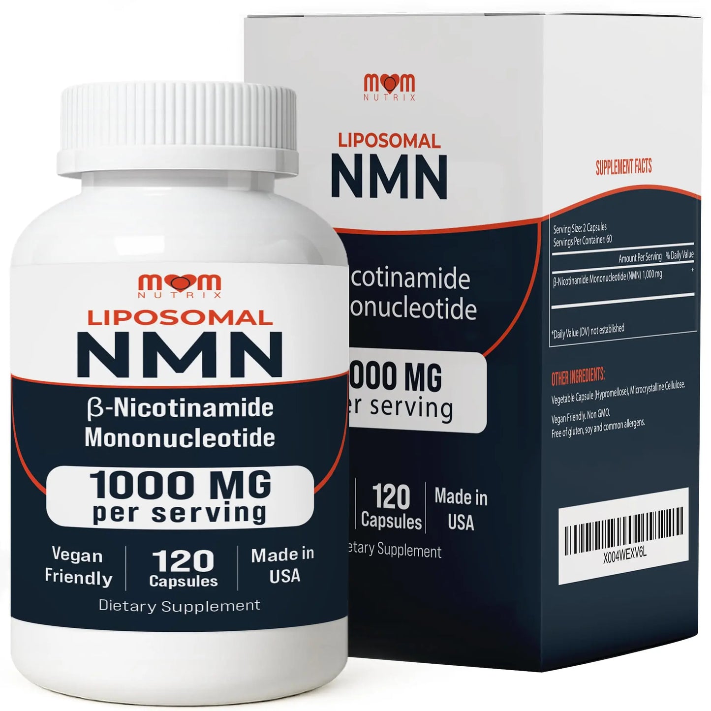 NMN Supplement 1000 mg Pure Nicotinamide Mononucleotide - NAD Precursor for Energy, Cellular Renewal & Longevity Support - Mitochondrial Support 120 Capsules - Vegan, Non GMO, Gluten Free MOM NUTRIXBuy Supplements Australia