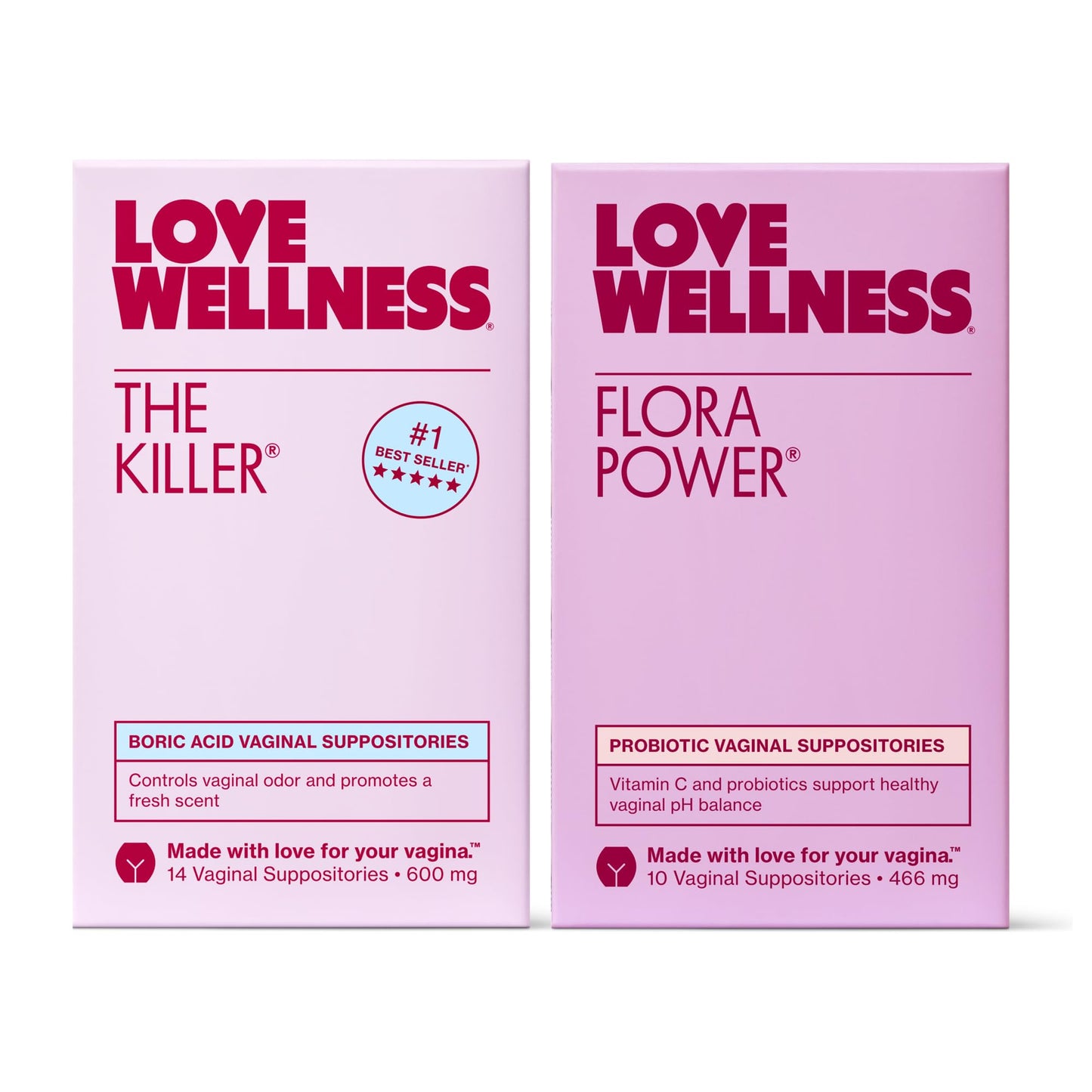 Love Wellness The Killer & Flora Power | Vaginal Suppository Duo with Boric Acid, Probiotics & Vitamin C | Supports pH Balance, Odor Control & Feminine Health | Fragrance-Free, Non-GMO & Paraben Free Love WellnessBuy Supplements Australia