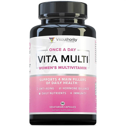 Vitauthority Multivitamin for Women Women’s Daily Multi-Vitamin Supplement with DIM, Iodine, Ashwagandha Supports Youthful Complexion Vitauthority