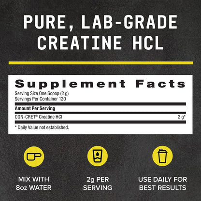 BEYOND RAW Science-Backed Creatine HCl Powder, Lab Grade, for Muscle Strength and Growth, Energy Production, Athletic Performance, Cognitive Support,