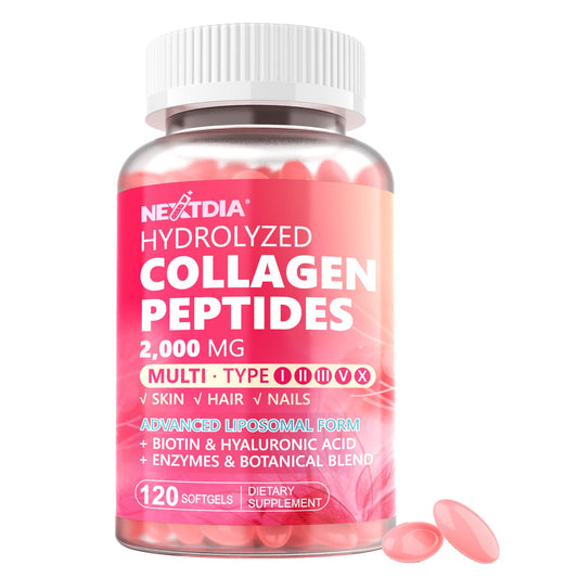 Hydrolyzed Collagen Peptides Pills for Women 2000mg Liposomal Form Type I, II, III, V, X for Optimal Absorption, Multi Collagen Softgels, Collagen Supplements