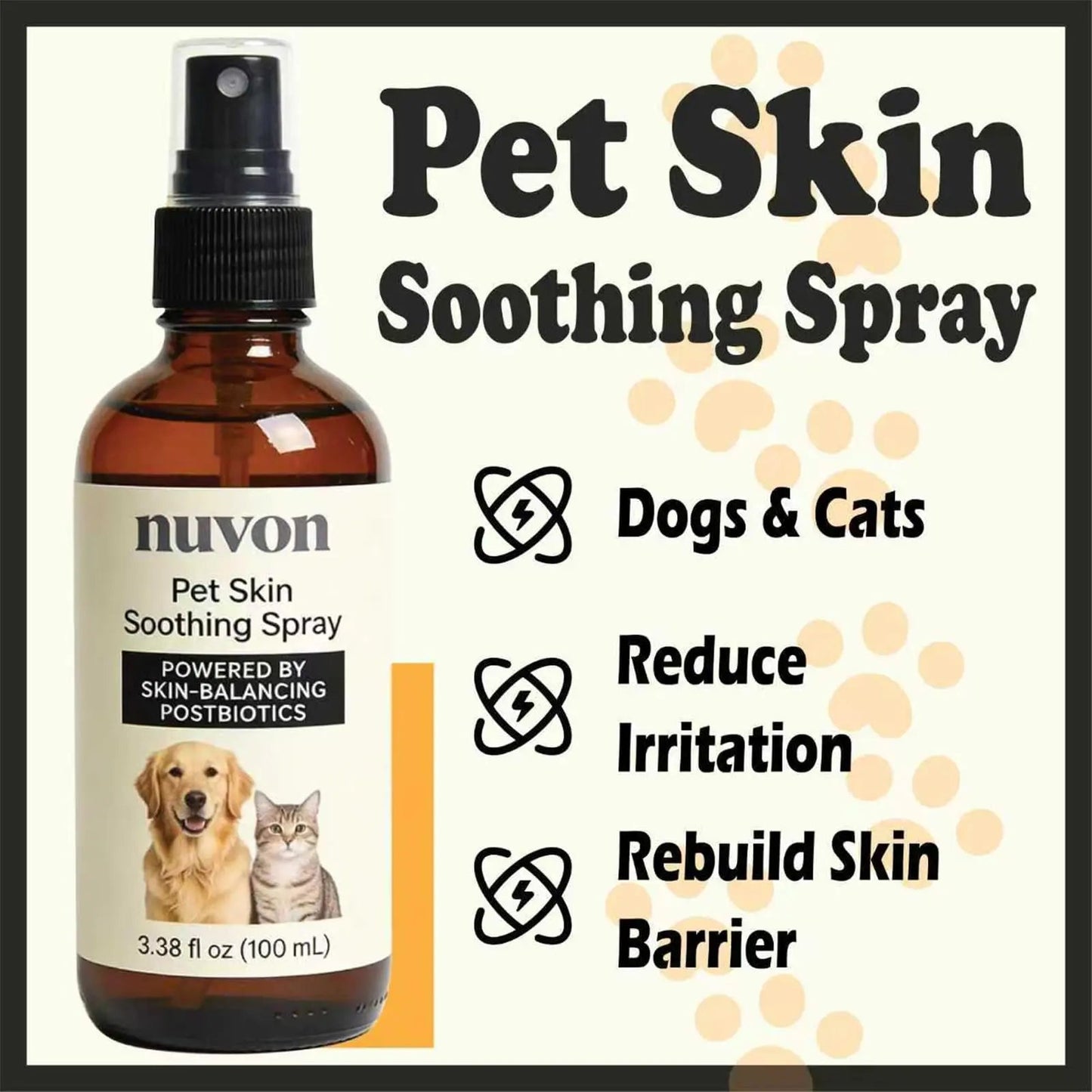NUVON Pet Skin Soothing Spray, Postbiotics Restoration Spray for Dogs & Cats, Reduce Irritation, Rebuild Skin Barrier - 3.38 fl oz LwefaoBuy Supplements Australia