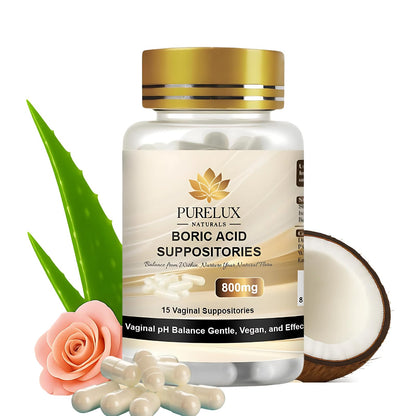 PureLux Boric Acid Feminine Wellness Support 800mg Size 000 30 Count Fragrance-Free Personal Care Formula PureLux NaturalsBuy Supplements Australia