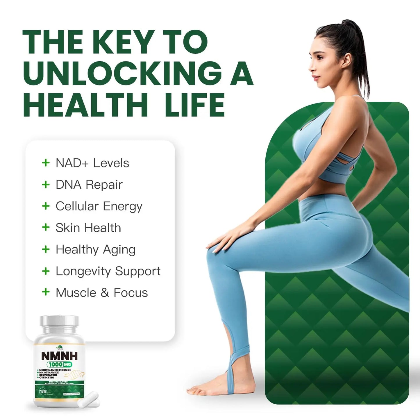 NMNH(Dihydronicotinamide Mononucleotide),NMNH Supplement 1000mg Pure Nicotinamide Mononucleotide,NAD High Purity Supplement Alternative,for Energy,Focus,Non-GMO, Gluten Free,120 Capsules VPKINBuy Supplements Australia
