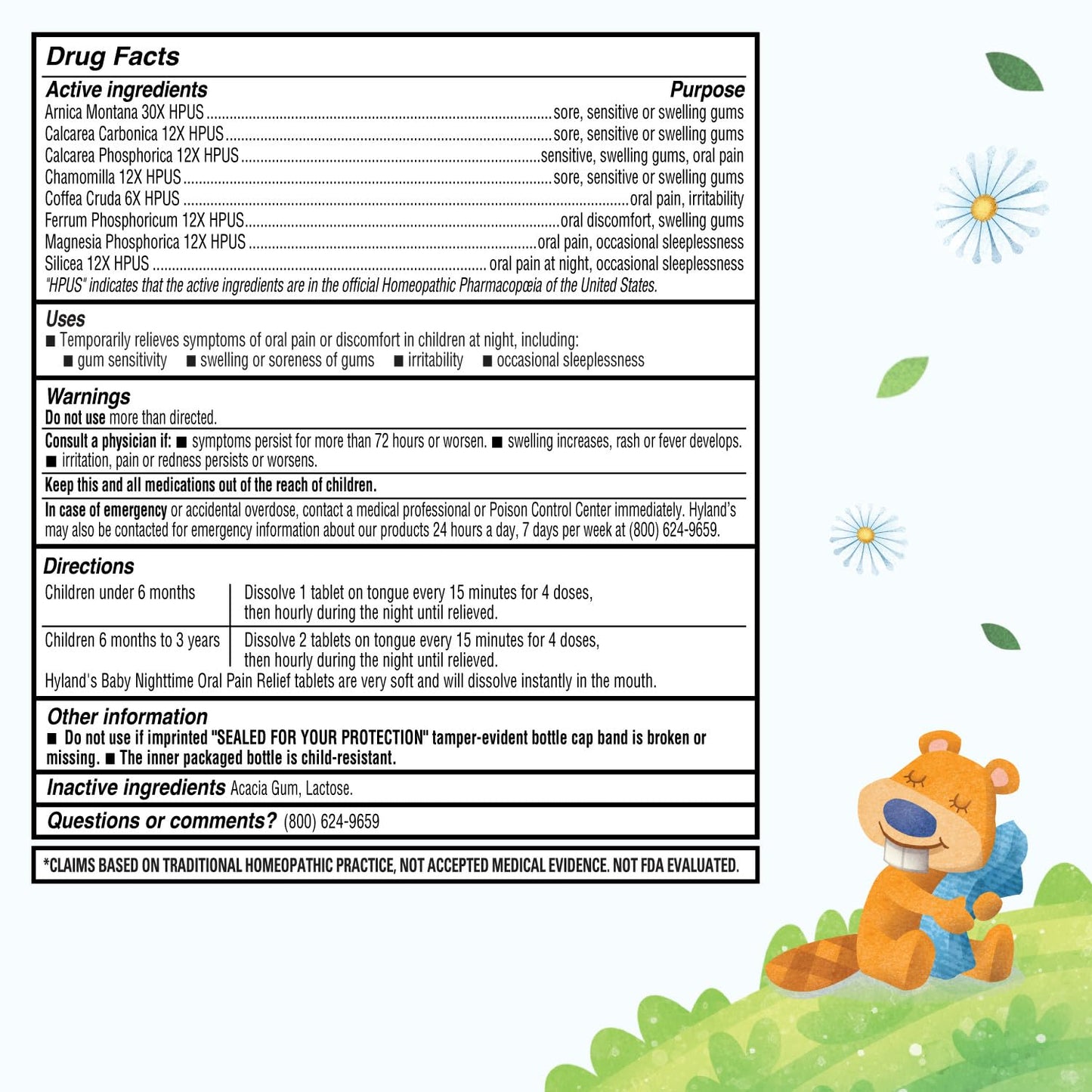 Hyland's Baby Nighttime Oral Pain Relief Tablets - 125-Count, Up to 62 Doses - Baby and Toddler Soothing Tablets with Chamomile for Discomfort, Irritability & Swelling Hyland's buy supplements Au