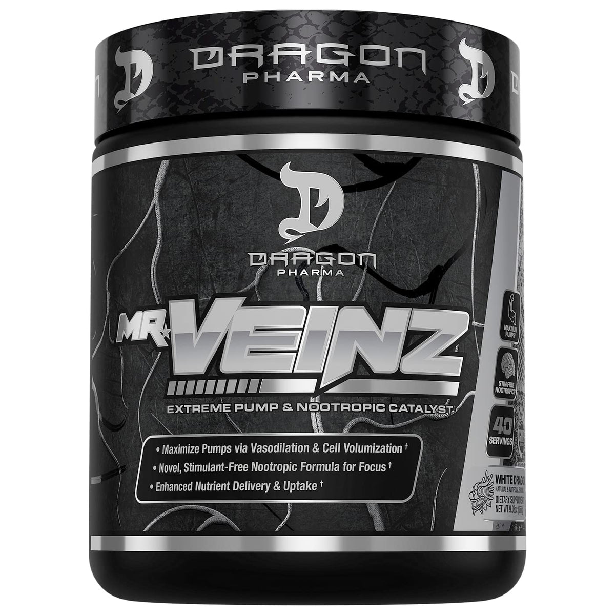 DRAGON PHARMA Mr. Veinz Stim Free Pre-Workout, Extreme Pump & Nootropic Catalyst