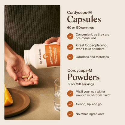 Real Mushrooms Capsules Supplements - Organic Cordyceps Mushroom Powder in Capsules - Energy and Performance Mushrooms with Verified Beta Glucans - Vegan, Non-GMO, 300 Capsules Real Mushrooms buy supplements Au