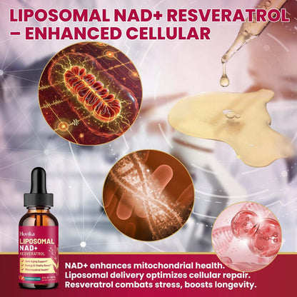 Liposomal NAD Supplement - 1200mg NAD+ Liquid Drops for Women & Men with Resveratrol, Black Pepper Extract - Support Anti-Aging, Brain & Cellular Mitochondrial Health - 2 Fl Oz, Strawberry Flavor HovikaBuy Supplements Australia