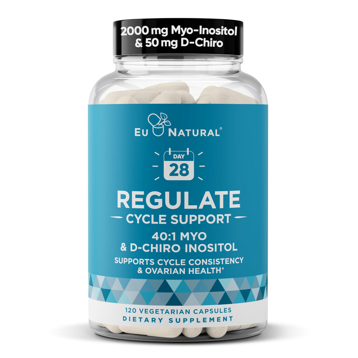 Regulate Cycle Support – Hormone Balance for Women at Optimal 40:1 Myo-Inositol 2000 mg & D-Chiro Inositol 50 mg – Supplement for Period Consistency, Menstrual & Ovulation Support – 120 Vegan Capsules Eu NaturalBuy Supplements Australia