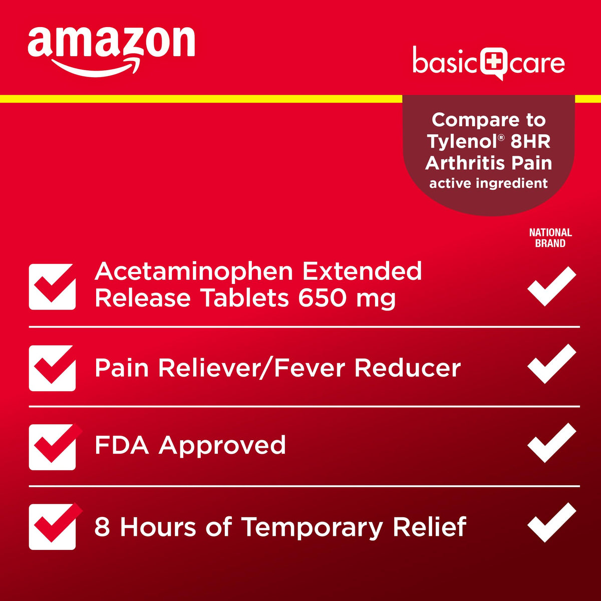 Amazon Basic Care Acetaminophen Extended-Release Tablets, 650 mg, Pain Reliever, Fever Reducer, Arthritis Pain, Headache, Backache, Menstrual Pain, 400 Count Amazon Basic CareBuy Supplements Australia
