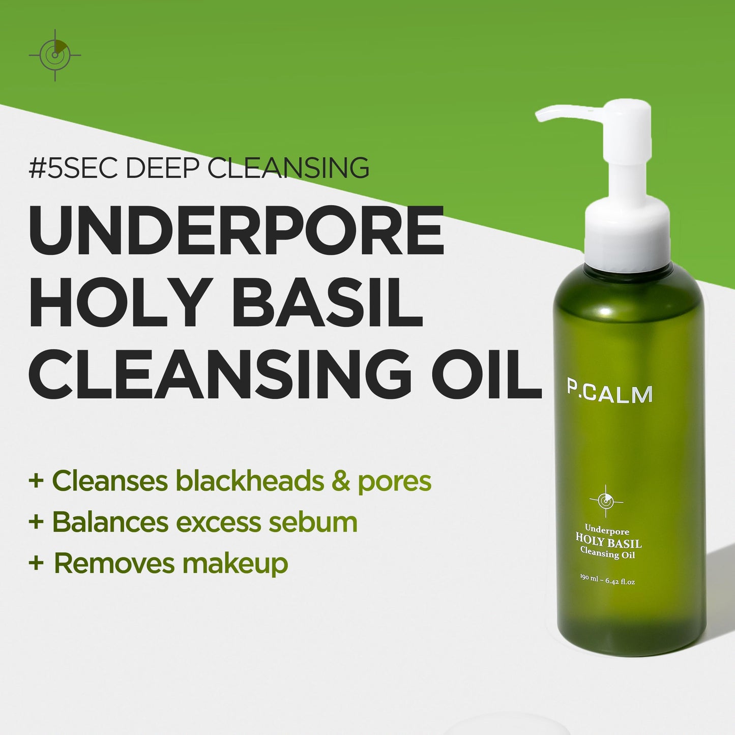 P.CALM Underpore Holy Basil Cleansing Oil – Holy Basil & Tea Tree for Deep Pore Cleansing, Blackhead Removal, and Makeup Removal, Korean Skincare (190ml / 6.42 fl.oz) P.CALM buy supplements Au