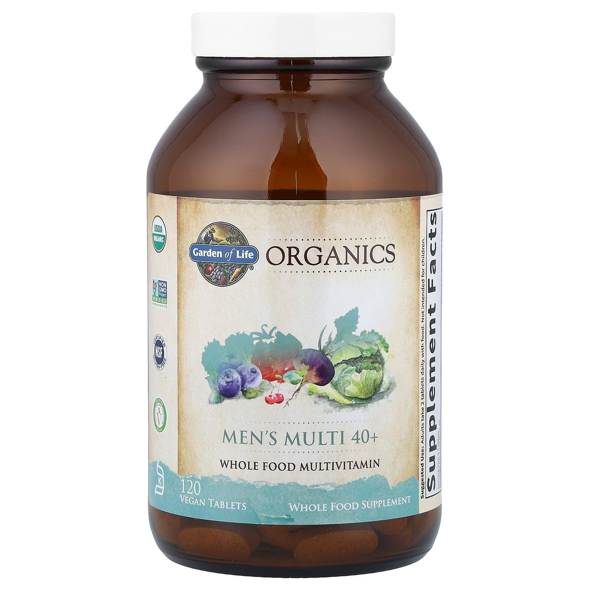 Garden of Life Organics Whole Food Multivitamin for Men 40+ 120 Tablets, Vegan Mens Multi for Health Garden of LifeBuy Supplements Australia