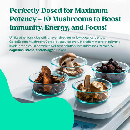 ColonBroom Mushroom Complex, Powerful Mushroom Blend with Cordyceps, Reishi, Shiitake, Lion’s Mane Extract for Energy, Immunity, Stress Relief & Cognitive Health - 60 Capsules, 30 Day Supply ColonBroomBuy Supplements Australia