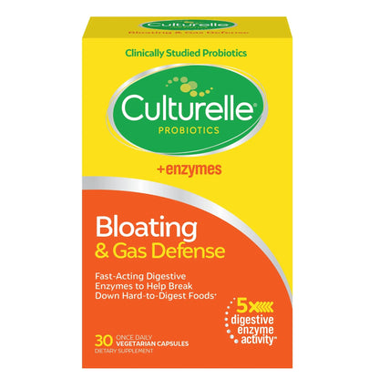 Culturelle Bloating & Gas Defense, Digestive Enzymes & Probiotics for Digestive Health, 30 Capsules, Supports Occasional Indigestion & Discomfort CulturelleBuy Supplements Australia