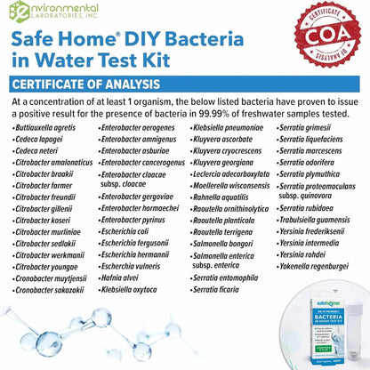 Safe Home® DIY Bacteria in Water Test Kit – Results as Fast as 6 Hours – Detects 50 Different Species of Coliform Bacteria – EPA Lab Certified – Made in the USA – (1 Pack) Safe HomeBuy Supplements Australia
