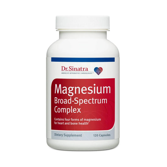 Dr. Sinatra Magnesium Broad-Spectrum Complex supplement bottle on a white background