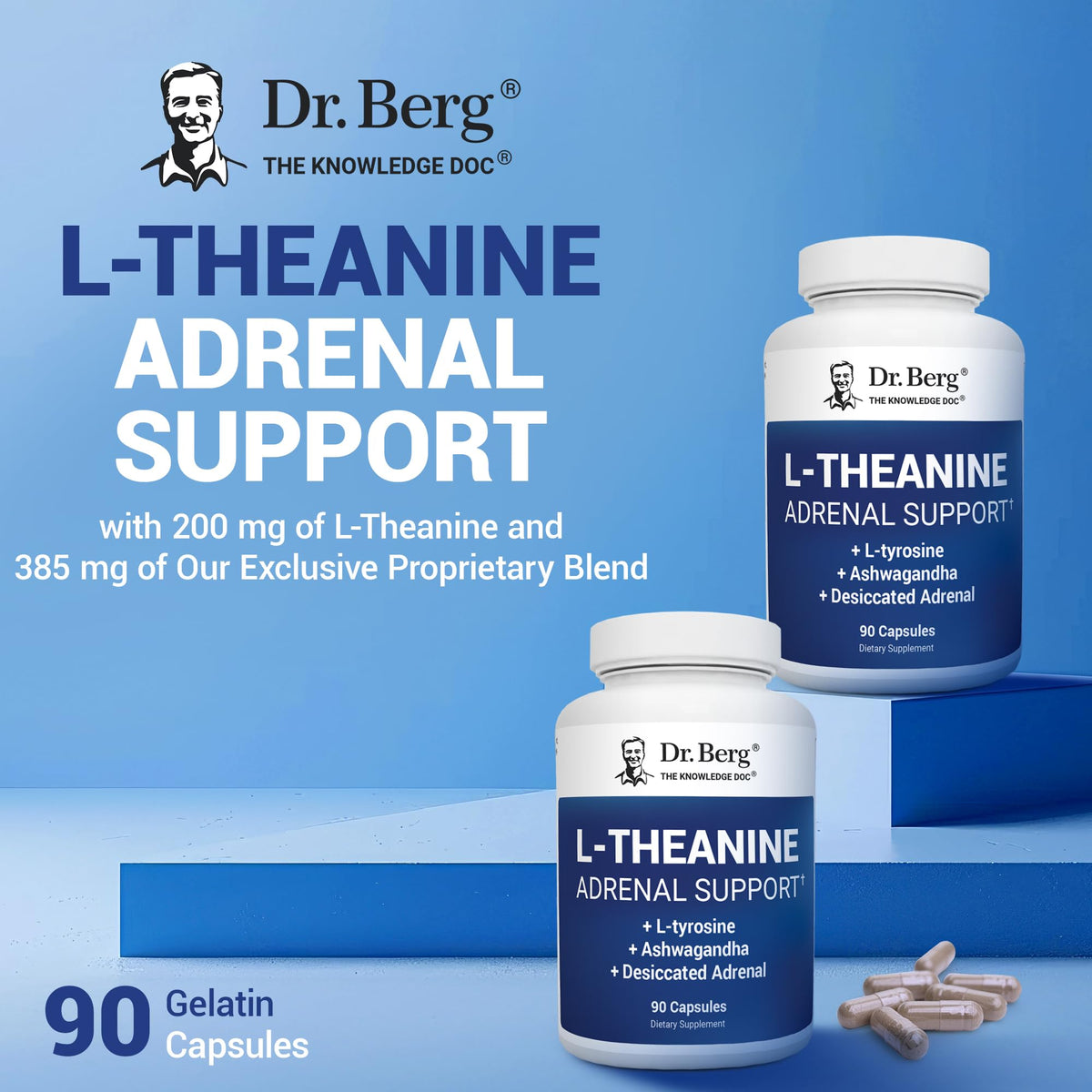 Dr. Berg L-Theanine 200mg - Includes Zinc, Copper, L-Tyrosine, & Ashwagandha – L-Theanine Supplement Adrenal Support - for Relaxation, Stress Relief, and Mental Clarity* – 90 Gelatin Capsules Dr. Berg NutritionalsBuy Supplements Australia