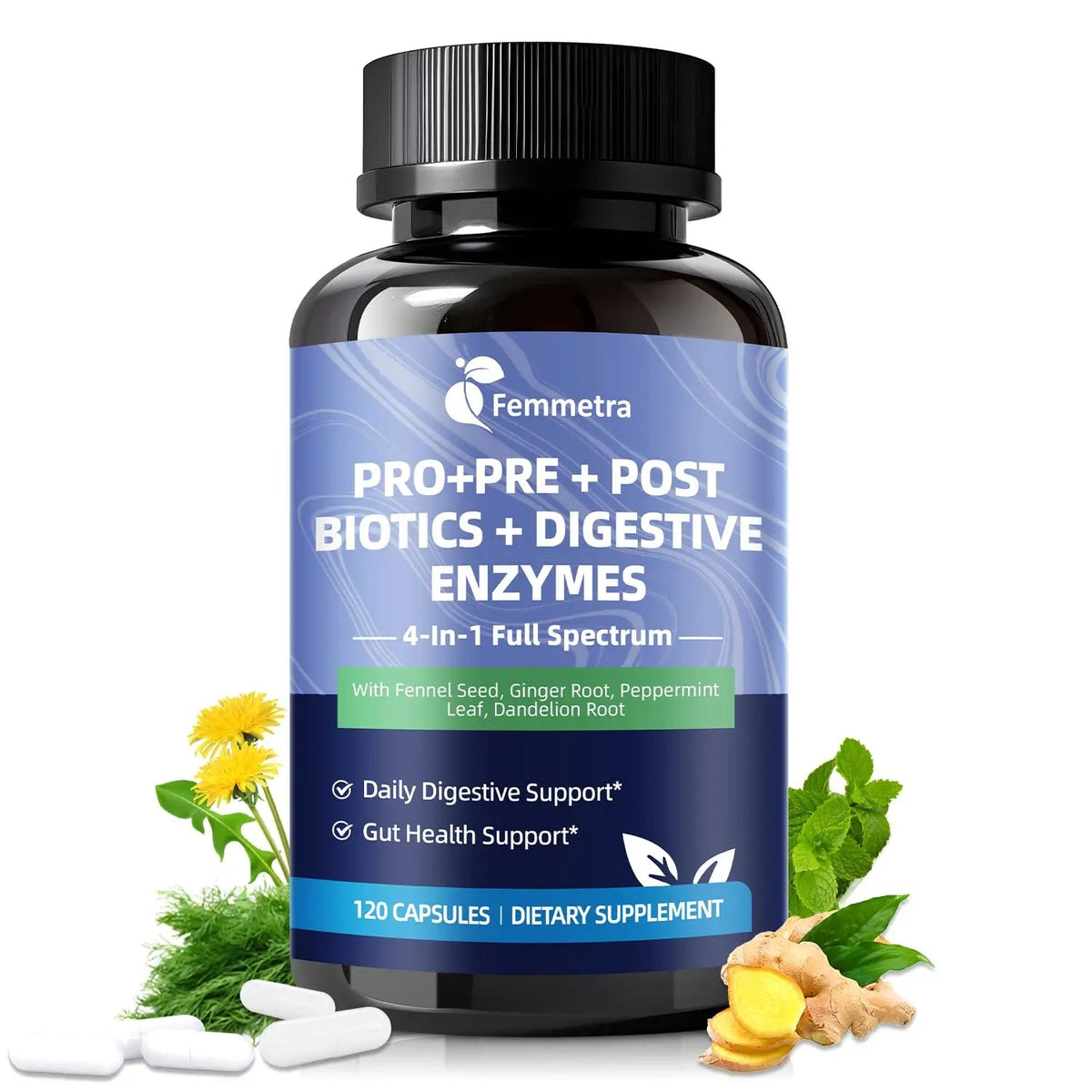 Digestive Enzymes Postbiotics Prebiotics Probiotics for Women Men, 200 Billion CFU 36 Probiotic Strains - Complete Gut, Digestive, Regularity, Gas, Bloating & Immune Support Supplement, Vegan, 60 Days FemmetraBuy Supplements Australia