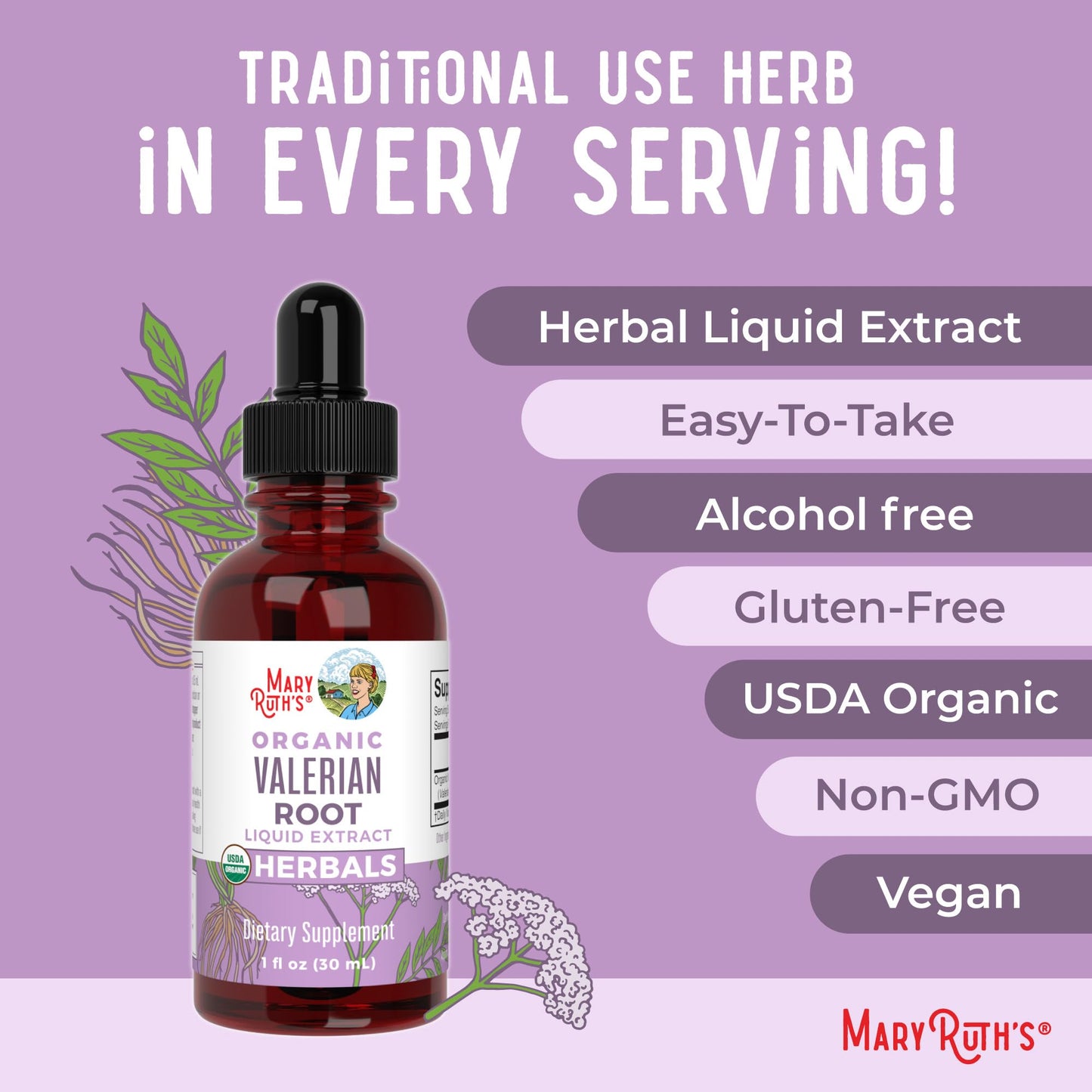 MaryRuth Organics Valerian Root Liquid Drops | 2 Month Supply | Sugar Free | USDA Organic Valerian Root Drops | Support Sleep | Calm and Stress Relief | Vegan | Non-GMO | Gluten Free | 60 Servings MARYRUTH'SBuy Supplements Australia