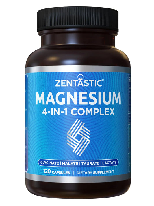 Zentastic Magnesium Complex 4-in-1 Supplement – Magnesium Glycinate, Malate, Taurate & Lactate – Chelated High Absorption for Nerves, Zentastic canada supplements
