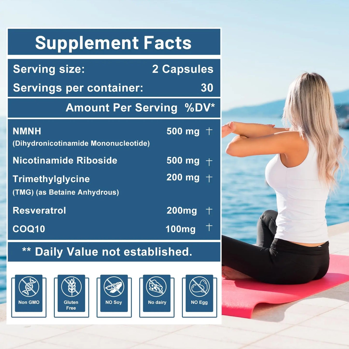 500mg NMNH, NMN Supplement Alternative with NR, TMG, Resveratrol, COQ10, NAD Supplement, Anti Aging, Energy, Boost NAD+ Levels, 60 Capsules inGreensBuy Supplements Australia