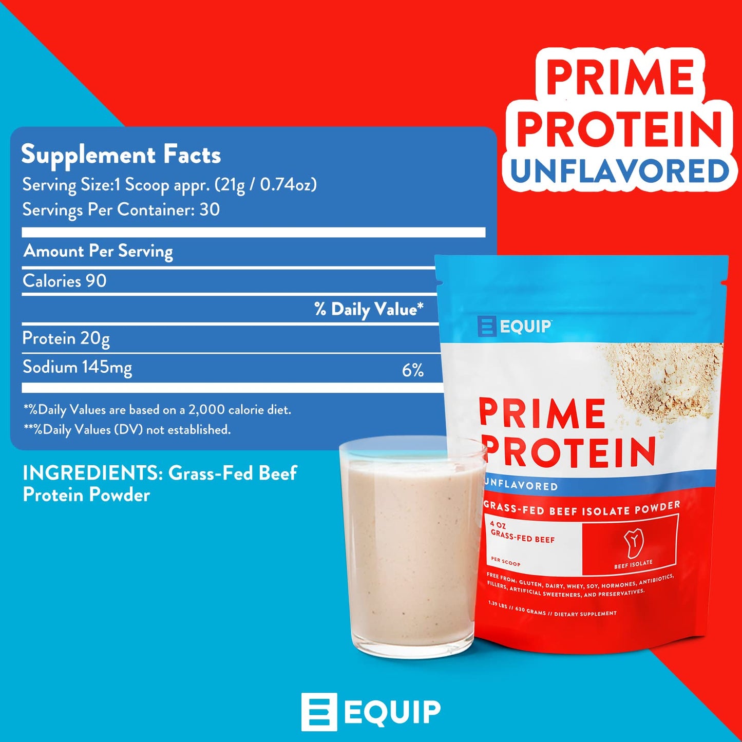Equip Foods Prime Protein - Grass Fed Beef Protein Powder Isolate - Paleo and Keto Friendl EquipBuy Supplements Australia