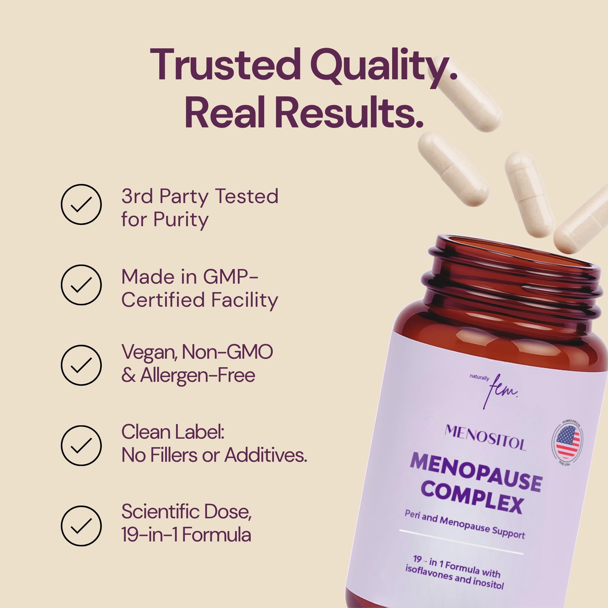 Inositol FEM Menositol 19-in-1 60Caps, Perimenopause & Menopause Supplements for Women Weight Loss with Myo-Inositol, D-chiro and Isoflavones, Control Metabolic Health, 100% Natural, Hormone, SoyFree QSTABuy Supplements Australia