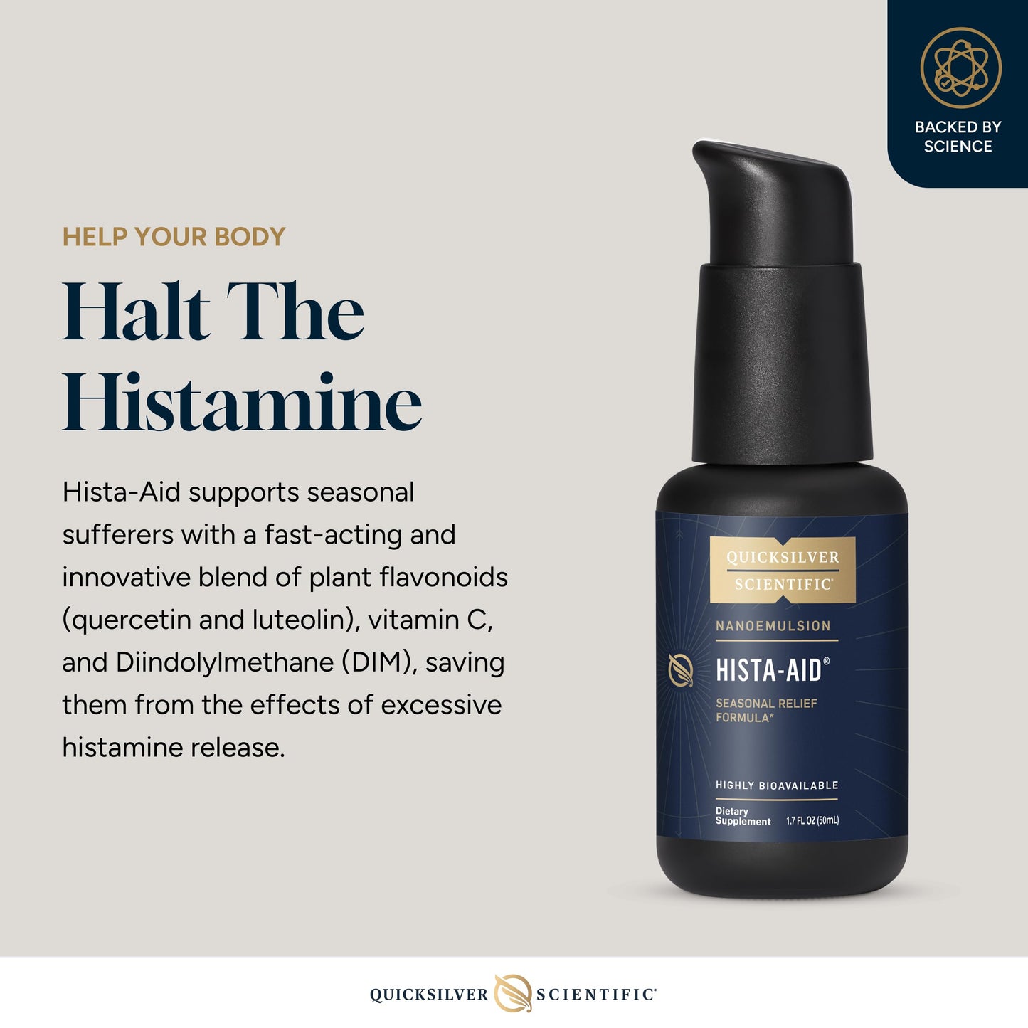 Quicksilver Scientific Nanoemulsified Hista-Aid - Flavonoids to Help Maintain Healthy Histamine Levels - Liposomal Vitamin C, DIM, Luteolin & Quercetin Liquid (50ml) Quicksilver ScientificBuy Supplements Australia