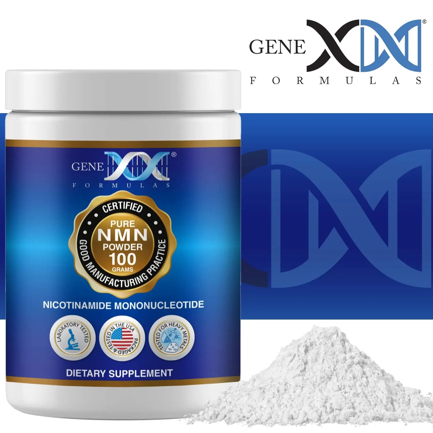 Genex Formulas Pure NMN Powder 100 Grams, Instant Dissolve, Shelf Stable, Non-Synthetic, PVP Free, Ultra-Low Density, 99.9% Pure NMN, Made in a US-Based, GMP, NSF & FSSC 22000 Certified Facility Genex FormulasBuy Supplements Australia