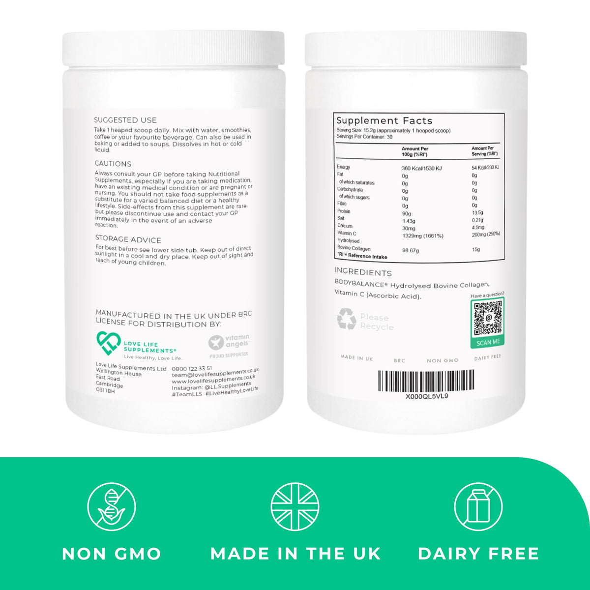 BODYBALANCE® Collagen Powder by LLS - Hydrolysed Bovine Collagen Peptides Types 1 & 3 with Vitamin C - Joint, Ligament LOVE LIFE SUPPLEMENTSBuy Supplements Australia