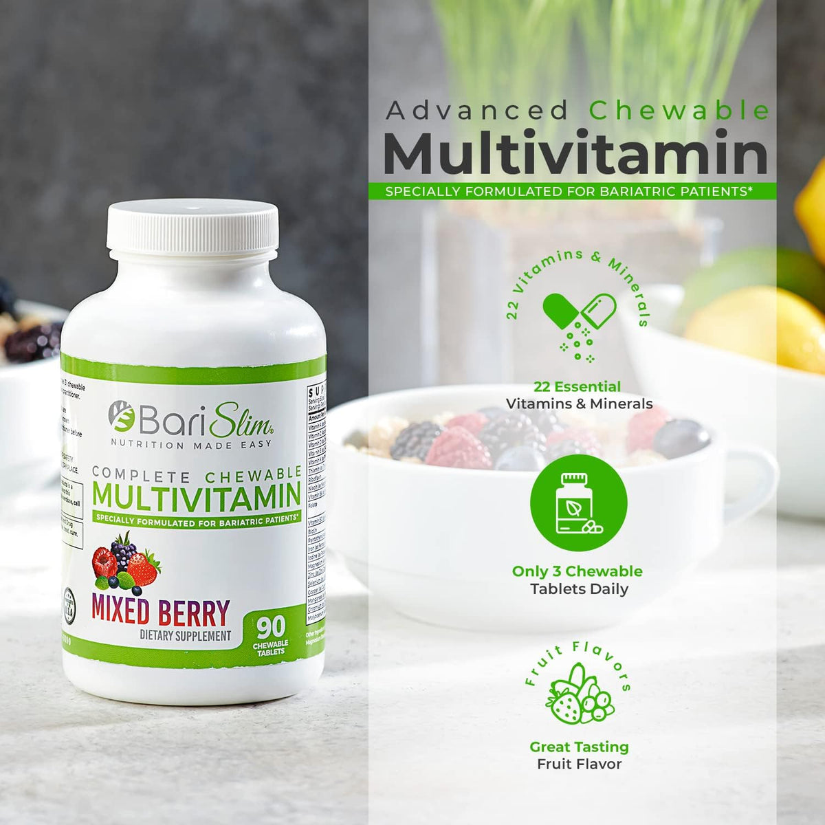 BariSlim Bariatric Calcium Citrate & Complete Chewable Bariatric Multivitamin - Bariatric Vitamin and Supplement for Post Bariatric Surgery Including Gastric Bypass and Gastric Sleeve BariSlim buy supplements Au
