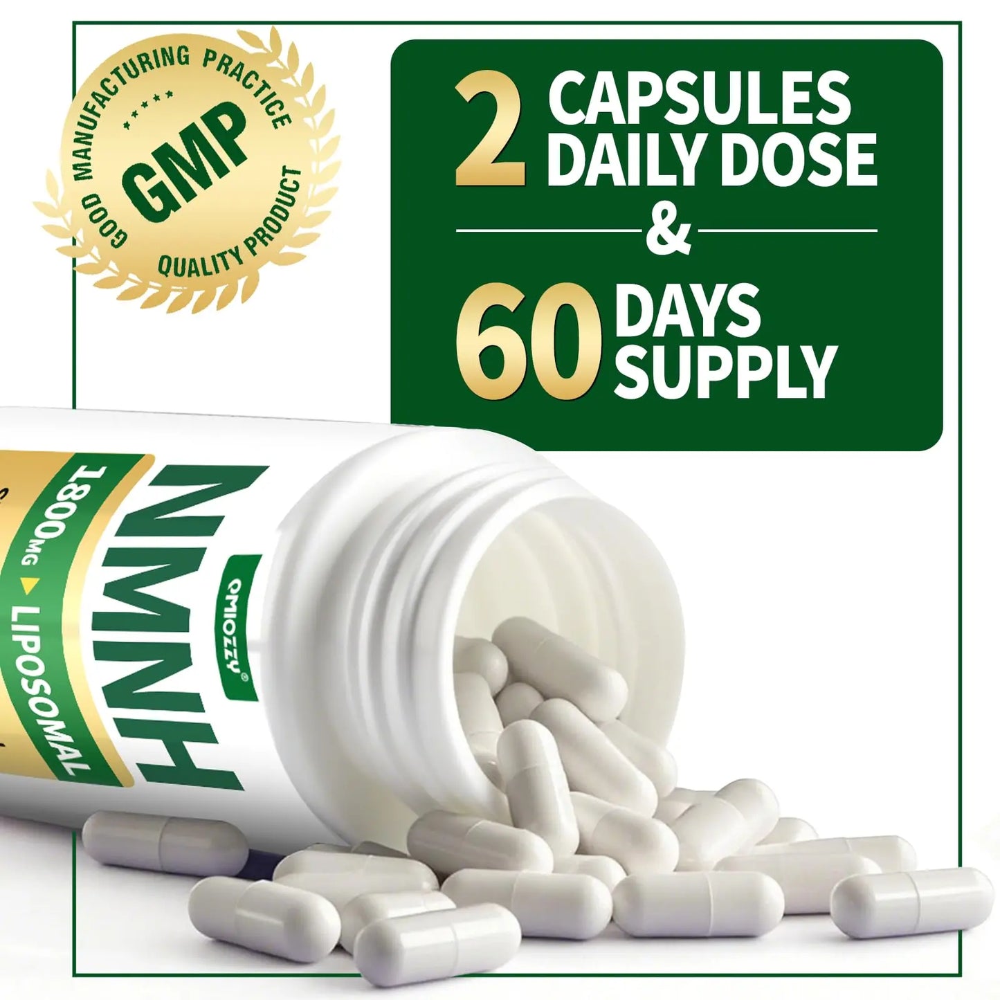 NMNH Supplement 1000mg - Nicotinamide Mononucleotide Alternative, Boost NAD+ with Liposomal Resveratrol & Nicotinamide Riboside NR, for Healthy Cellular, Aging, Energy, 120 Vegan Non-GMO Capsules QmiozzyBuy Supplements Australia
