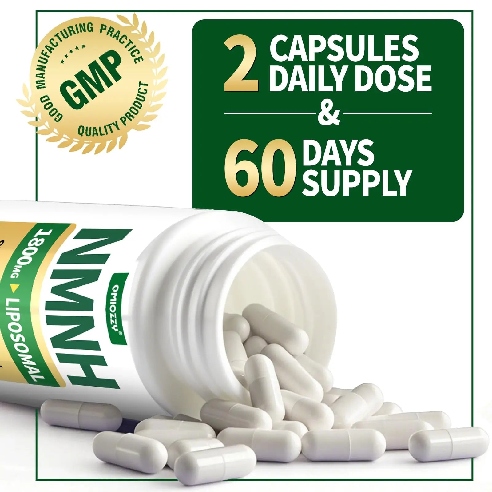 NMNH Supplement 1000mg - Nicotinamide Mononucleotide Alternative, Boost NAD+ with Liposomal Resveratrol & Nicotinamide Riboside NR, for Healthy Cellular, Aging, Energy, 120 Vegan Non-GMO Capsules QmiozzyBuy Supplements Australia