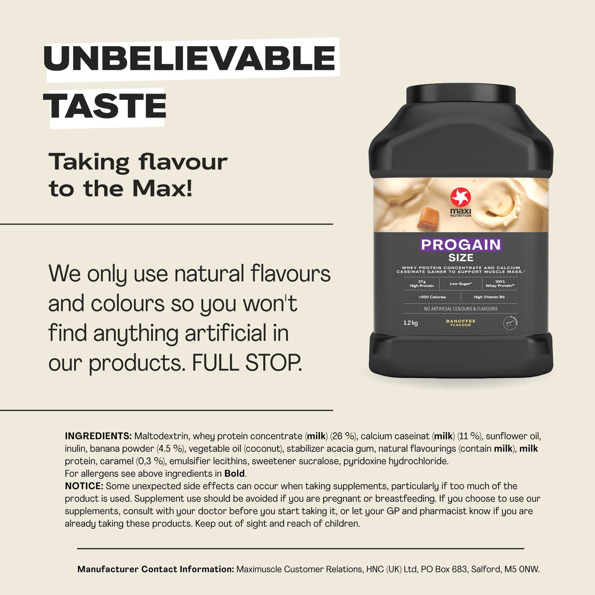 MaxiNutrition - Progain, Banoffee - Whey Protein Powder for Size & Muscle Mass – Low Sugar MaxiNutritionBuy Supplements Australia