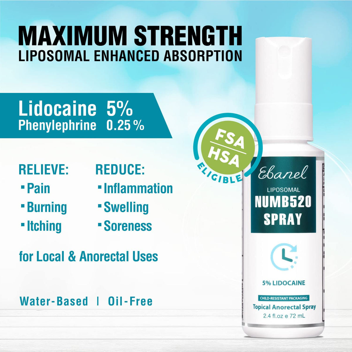 Ebanel Bundle of Lidocaine Numbing Spray, and Topical Numbing Cream 1 Oz Ebanel buy supplements Au