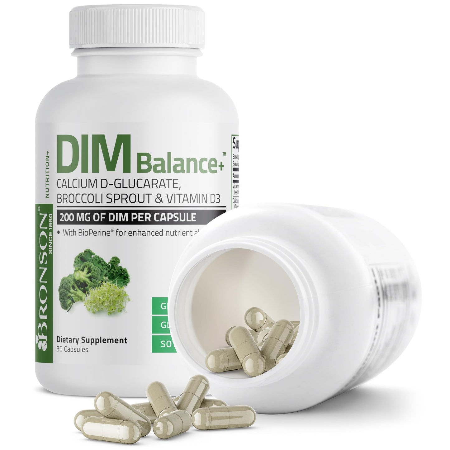 Bronson DIM Balance+ Calcium D-Glucarate, Broccoli Sprouts and Vitamin D3 200 MG of DIM per Capsule Supports Estrogen Metabolism and Balanced Hormone Levels Non-GMO, 30 Vegetarian Capsules BronsonBuy Supplements Australia