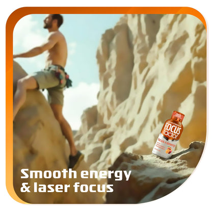 Focus Factor Extra Strength Focus + Energy Shots - 12 x 2oz Bottles (Peach Mango Flavor) - Powered by Nootropics with Caffeine, L-Theanine, Ginkgo, Bacopa, L-Tyrosine, Alpha GPC Focus FactorBuy Supplements Australia