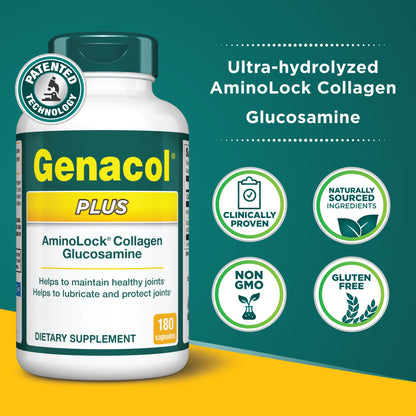 Genacol Plus – Glucosamine and Collagen Joint Supplement, Lubricates, Protects and Maintains Heathy Joints, Relieves Joint Discomfort Plus, 180 Capsules (60-Day Supply) GenacolBuy Supplements Australia
