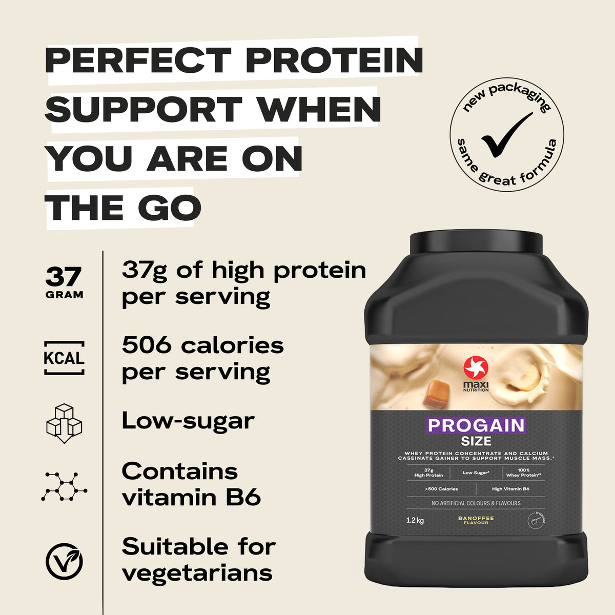 MaxiNutrition - Progain, Banoffee - Whey Protein Powder for Size & Muscle Mass – Low Sugar MaxiNutritionBuy Supplements Australia