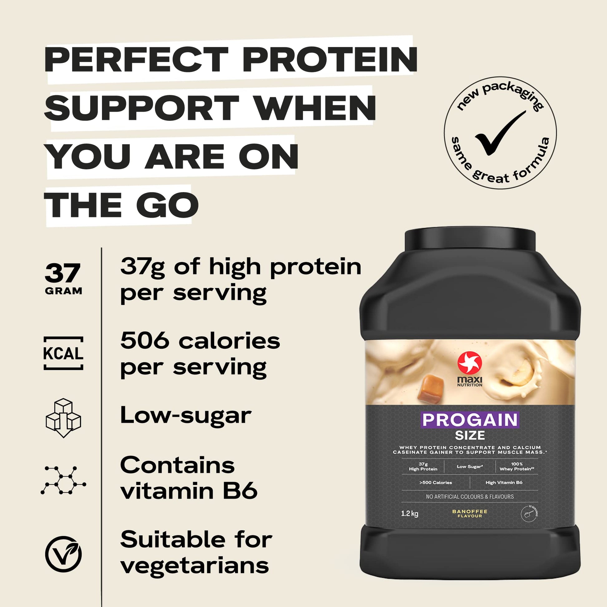 MaxiNutrition - Progain, Banoffee - Whey Protein Powder for Size & Muscle Mass – Low Sugar MaxiNutritionBuy Supplements Australia