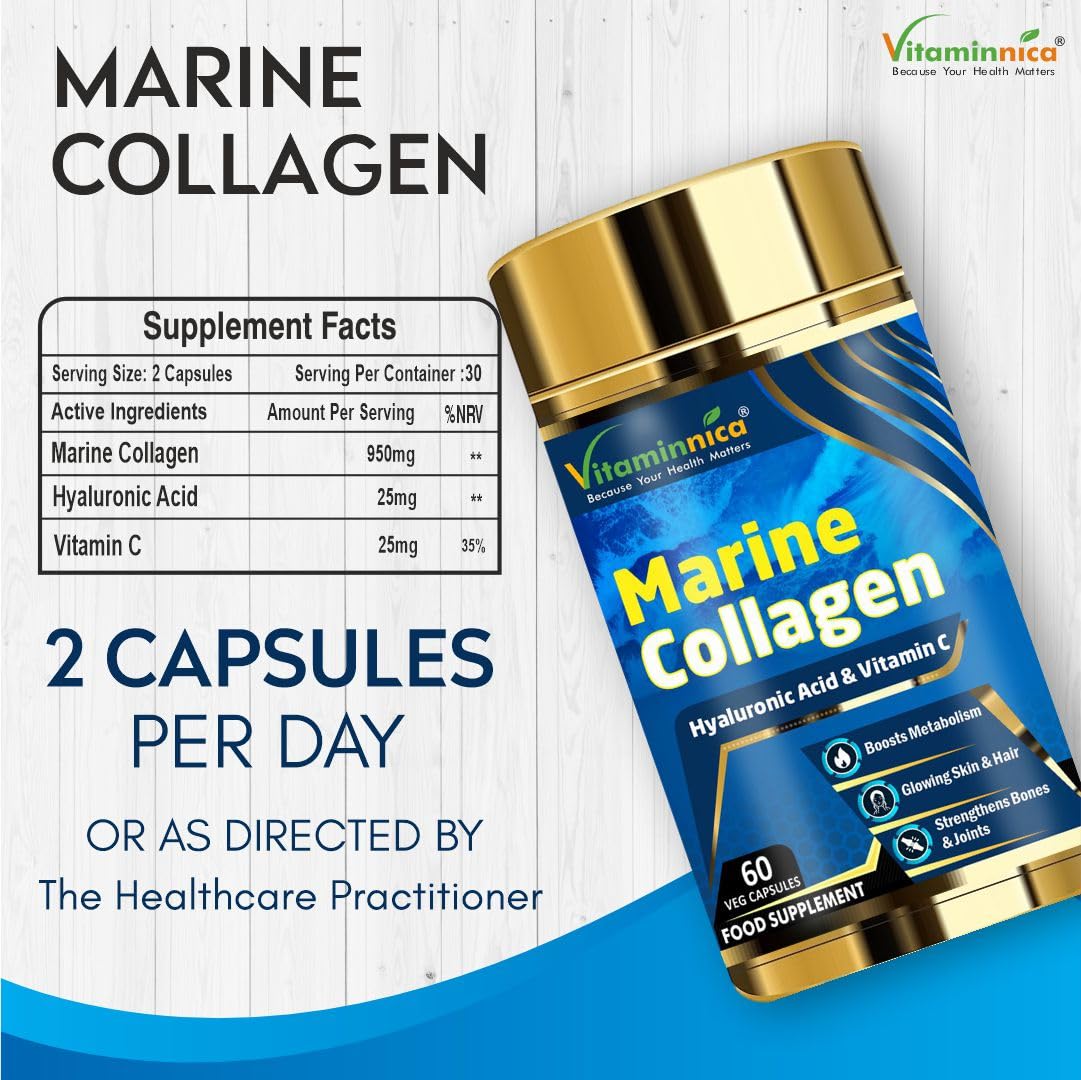 Vitaminnica Marine Collagen Capsules with Hyaluronic Acid & Vitamin C - Skin, Hair, Bones & Joints Vitaminnica Because your Health MattersBuy Supplements Australia
