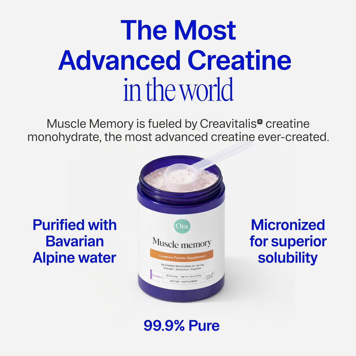 Ora Organic Creatine Monohydrate Powder - German-Sourced Creavitalis for Strength, elevATP for Energy, D-Ribose & Taurine for Recovery - Creatine for Women & Men - Acai Berry Flavor, 30 Servings Ora OrganicBuy Supplements Australia