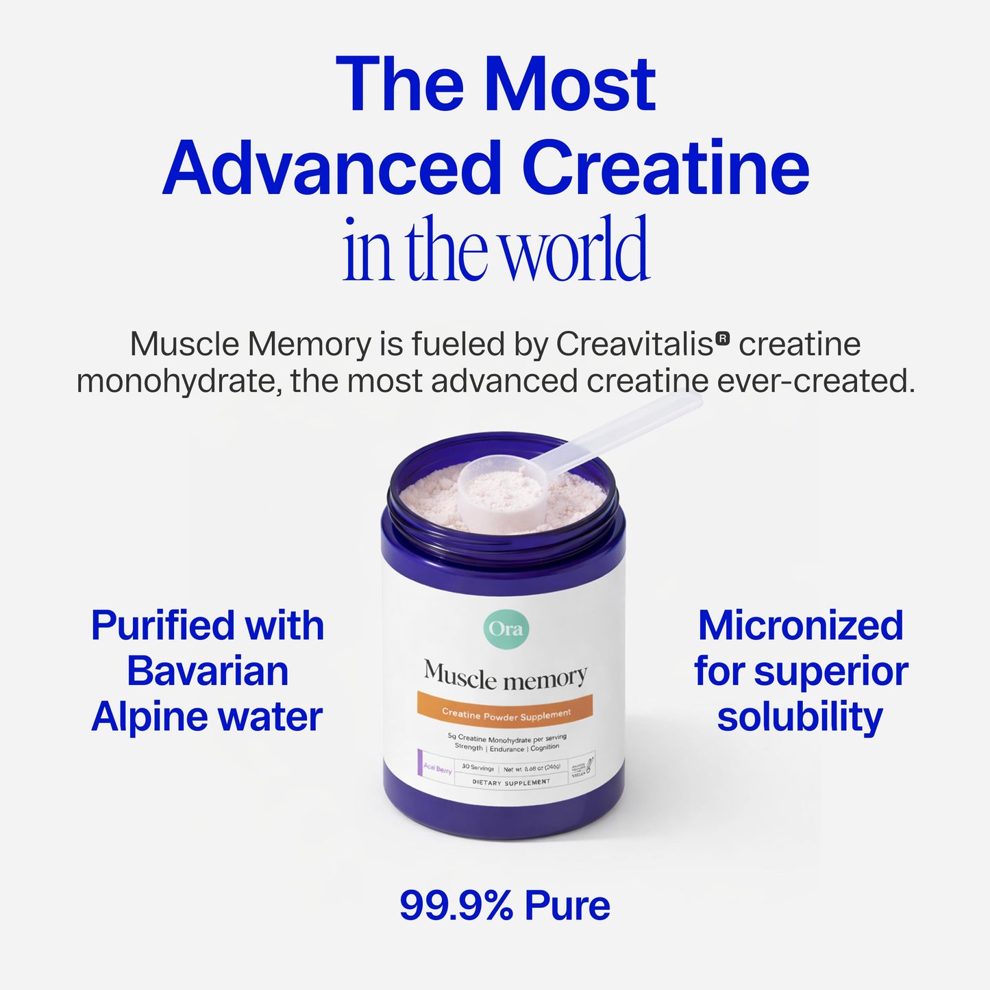 Ora Organic Creatine Monohydrate Powder - German-Sourced Creavitalis for Strength, elevATP for Energy, D-Ribose & Taurine for Recovery - Creatine for Women & Men - Acai Berry Flavor, 30 Servings Ora OrganicBuy Supplements Australia