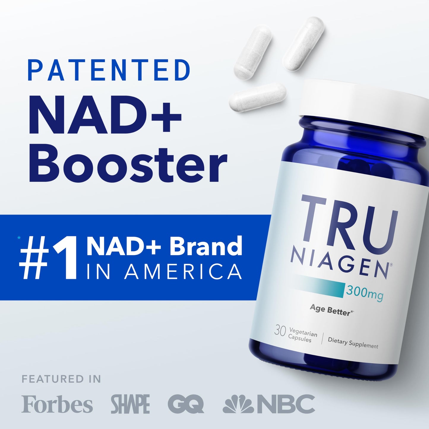 TRU NIAGEN Patented NAD Supplement for Brain Function, Anti Aging & Cell Regeneration, 300mg Niagen, 30 Servings | Supports Cellular Energy, Muscle | Nicotinamide Riboside (NR) Take 1 Daily | 1 Bottle TRU NIAGEN buy supplements Au